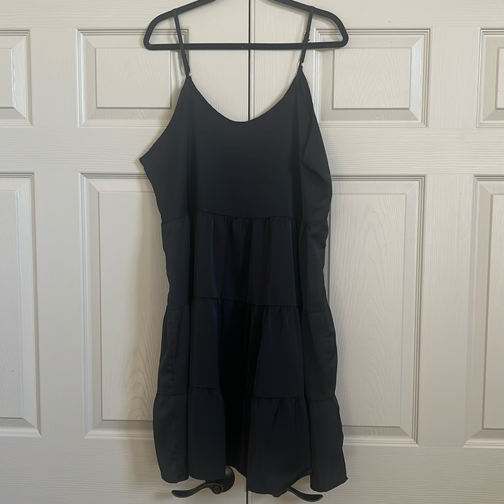 Beachsissi black ruffle mini slip dress